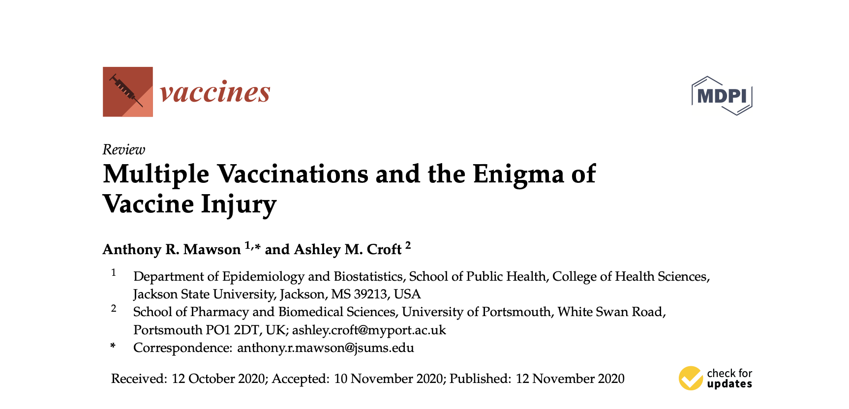 Multiple Vaccinations and the Enigma of Vaccine Injury (2020)