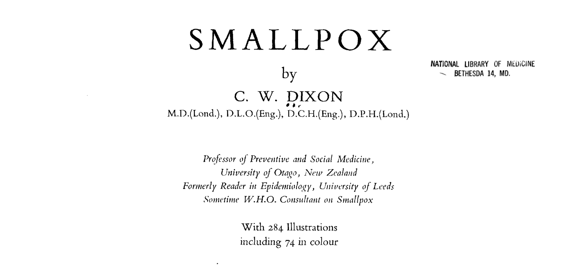 SMALLPOX by C. W. Dixon [1962]