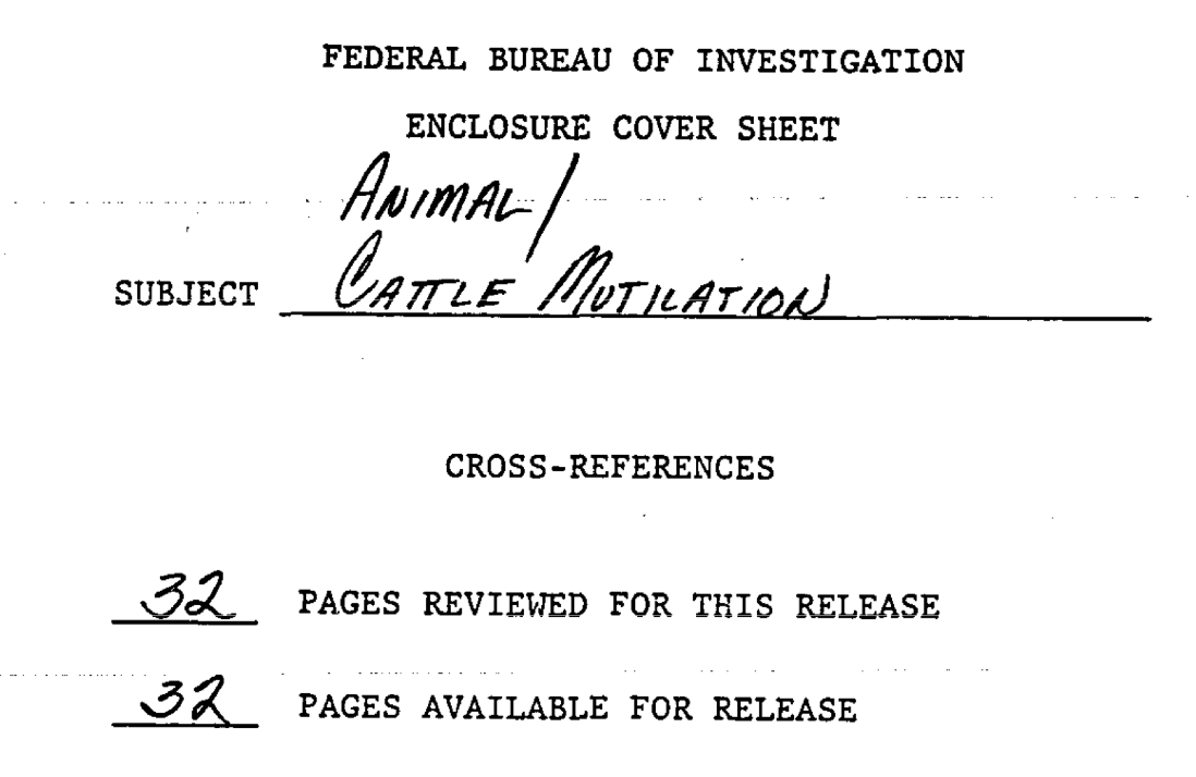 FBI Communications On The Cow Mutilations And Their Bizarre Refusal To React / Provide Support