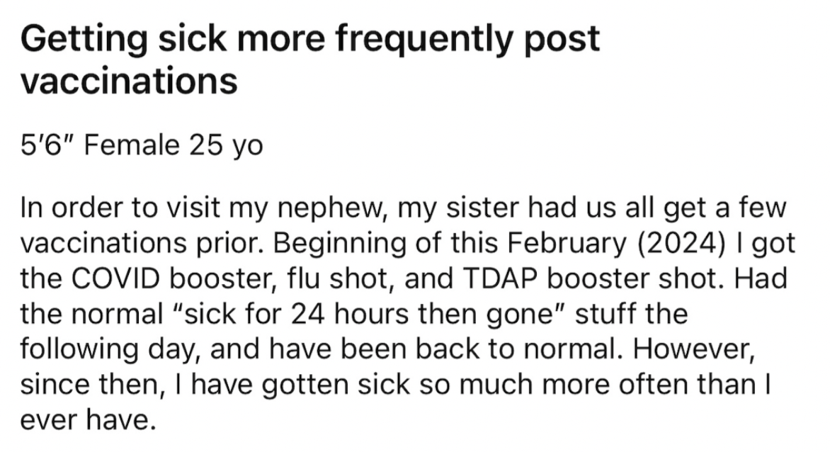 200+ Reddit Posts Describing Vaccine Harm